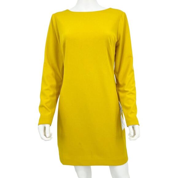 DRESS THE POPULATION Dress Women’s Size Large Mini Yellow Lola Crewneck Open - Picture 1 of 10